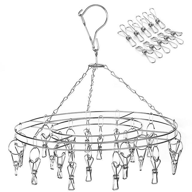 Amagoing Herb Hanging Drying Rack Laundry Drip Hanger with 20 Clips and 10 Replacement for Drying Socks, Baby Clothes, Bras, Towel, Underwear, Hat, Scarf, Pants, Gloves