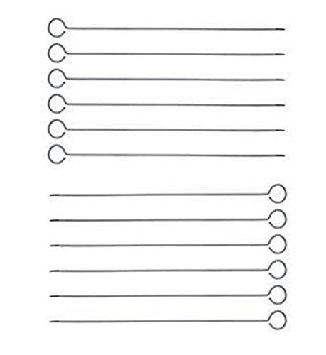 Great Credentials 12-Inch Long Stainless Steel Skewers, Barbecue Skewers, BBQ Skewers, Shish Kebab Kabob Skewers, Ring-Tip Handle, 1-Dozen (12)