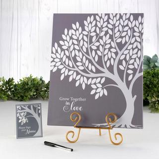 Grey Wedding Tree Guest Book