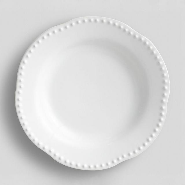 Emma Beaded Stoneware Salad Plates, Set of 4 - True White