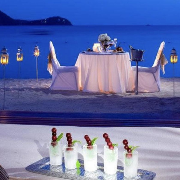 Private candlelight dinner on last night of honeymoon