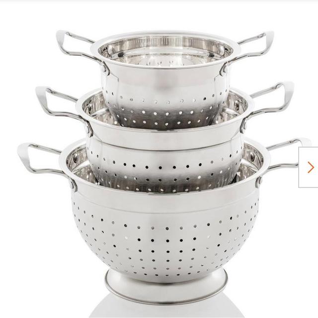 Dishwasher-Safe Stainless Steel Colander Set (3-Piece)