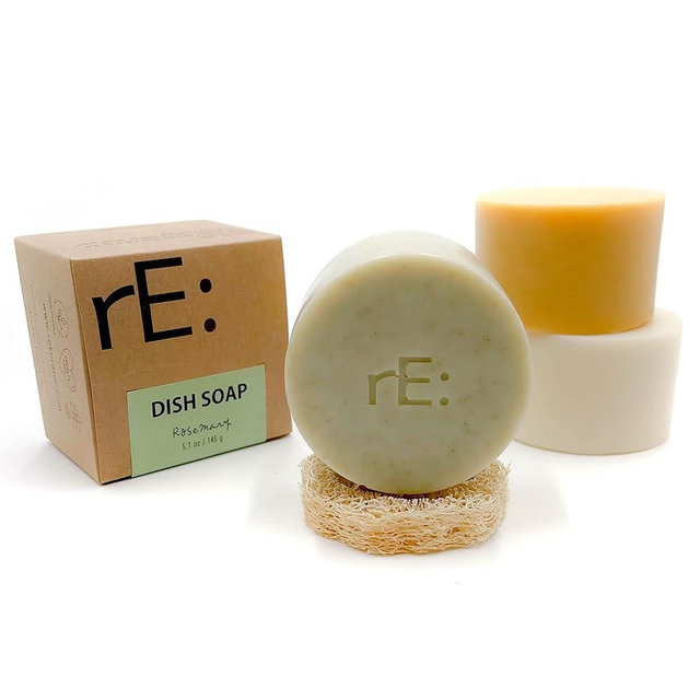 RE: Dish Washing Soap Bars (Loofah holder sponge included) - palm oil free, eco friendly, zero waste, plastic free, free of artificial dyes and fragrance (Assorted)
