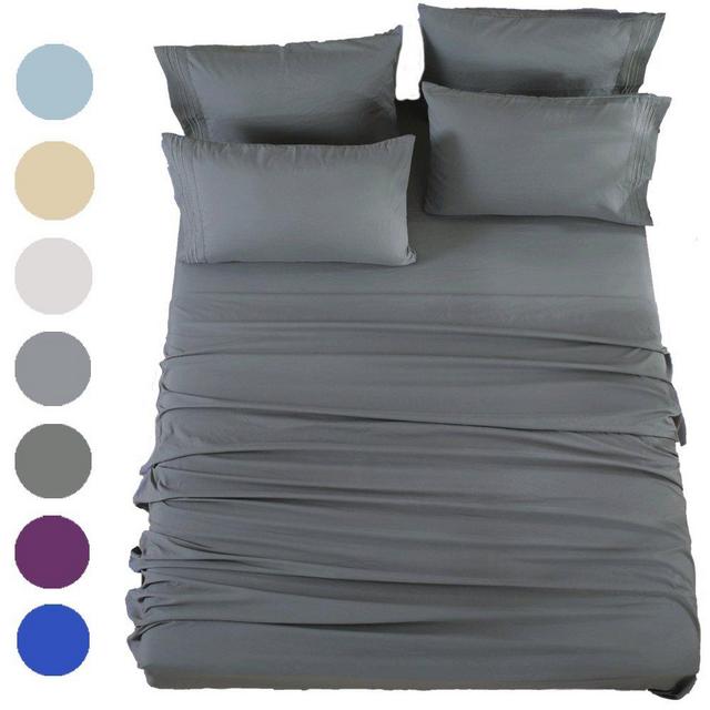 SONORO KATE Bed Sheets Set Sheets Microfiber Super Soft 1800 Thread Count Egyptian Sheets 16-Inch Deep Pocket Wrinkle Fade and Hypoallergenic - 6 Piece (King, Dark Grey)