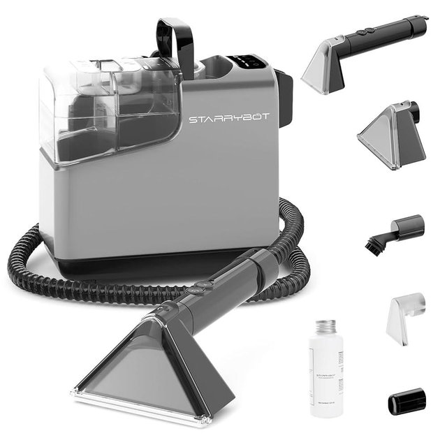 Starrybot Portable Carpet Cleaner Machine with Steam Techology for Carpet & Upholestery, 12Kpa Powerful Suction with Versatile Tools, Compact Pet Stain Remover and Deodorizer