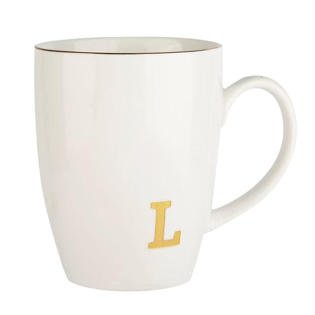 HOME SMILE Initial Coffee Cups for Women Friends Mom Daughter,Monogram Ceramic Mugs with Personalized L,Elegant Alphabet Tea Mugs,Cups for Office and Home,12 oz