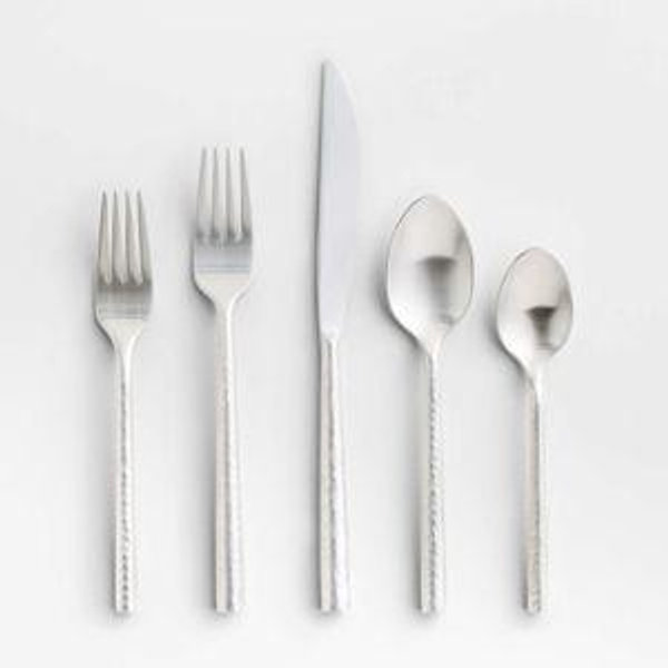 Boulder Satin 20-Piece Flatware Set + Reviews | Crate & Barrel