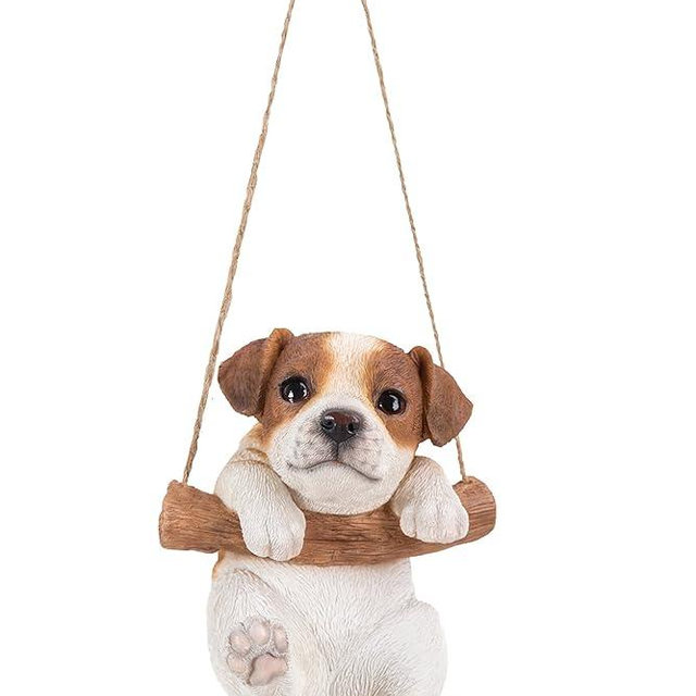 Hi-Line Gift Ltd, Hanging Pet Pals Jack Russell Terrier Puppy, 5-inch Height, Indoor Outdoor Statue Figurine