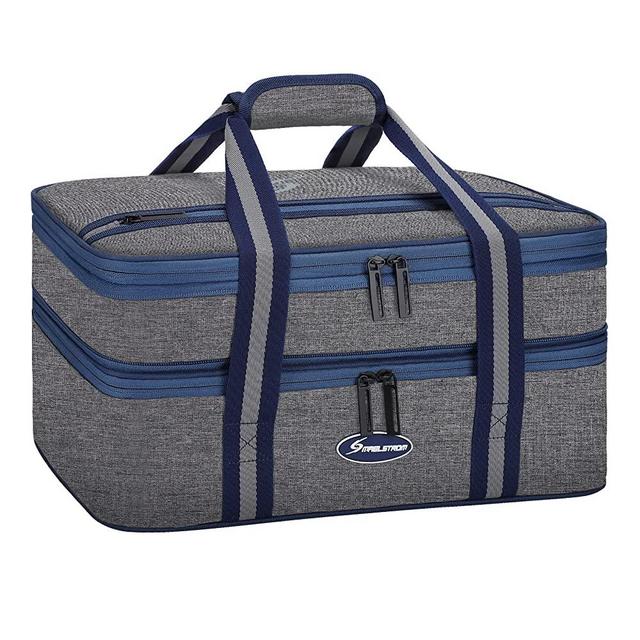 Maelstrom Expandable Lasagna Lugger Tote Insulated Casserole Carrier For Hot or Cold Food, Collapsible Leakproof Large Food Buds, Portable Tote For Camping, Picnic, Family Outdoor Activities-Grey