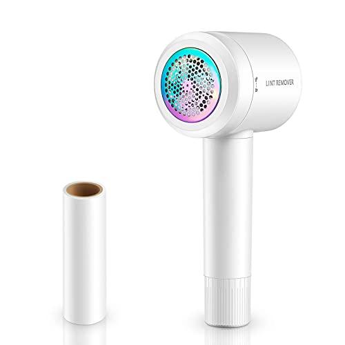 Kenpiko Fabric Shaver with Lint Roller, Rechargeable Lint Remover for Clothes, 2 in 1 Lint Shaver, Sweater Shaver Fabric Fuzz Remover with Trim and Stick Function, Sweater Pill Remover for Clothes
