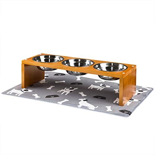 Yangbaga Elevated Dog Bowls, Raised Dog Bowls with Stainless Steel Dog Bowls, Came with Anti-Slip Feet for The Stand and Noise Preventing Bulges for Bowls