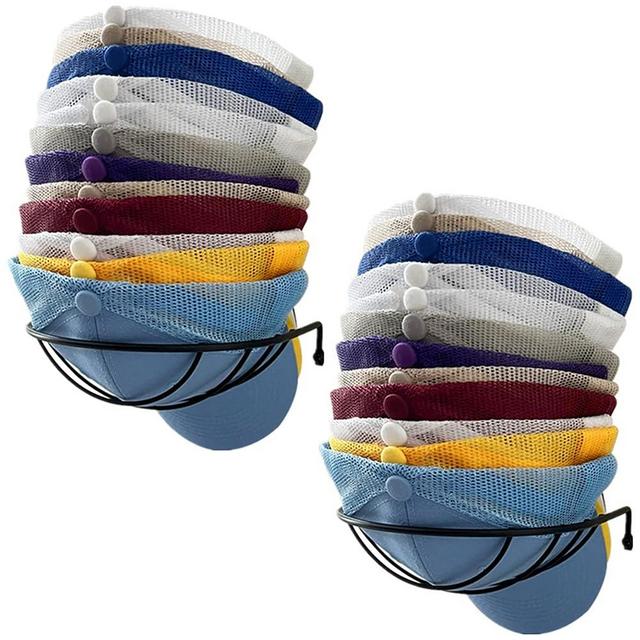 Homesweet 2-Pack Hat Racks for Wall Closet, Compact Hat Organizer for Baseball Caps, Hat Storage Wall Closet for 30 Baseball Caps, Space Saver, Metal (Black)