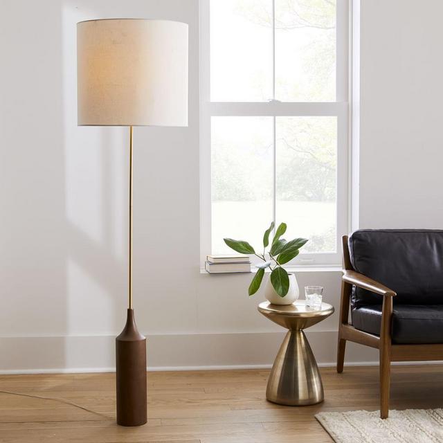 Hudson Floor Lamp Cool Walnut White Linen (68")