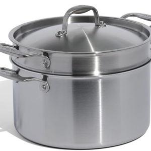 Made In Cookware | 8 Quart Stainless Steel Stock Pot With Lid and Pasta Insert | 5 Ply Stainless Clad | Professional Cookware | Crafted in Italy | Induction Compatible