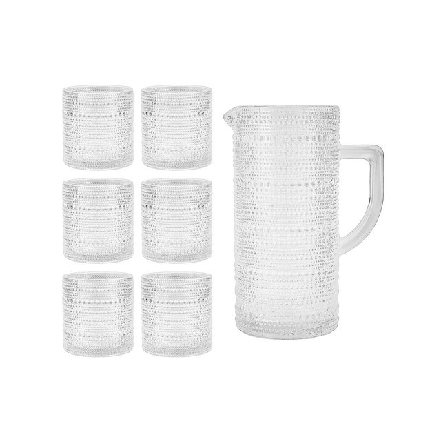 Fortessa Jupiter Clear Pitcher 35.5 oz, DOF (double old fashioned) 10 oz, Set of 7