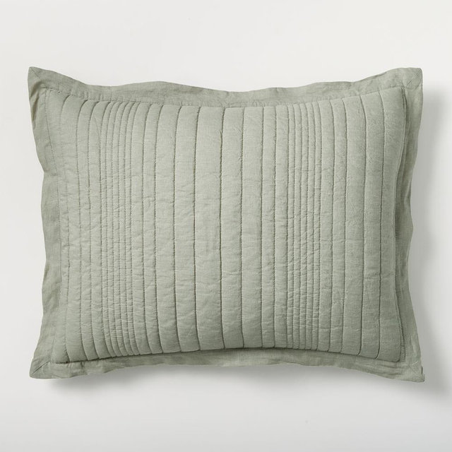 European Linen Linework, King Sham, Celadon Melange