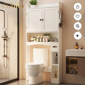 Aiho Over The Toilet Storage Cabinet, Bathroom Shelf Over Toilet, Bathroom Storage Cabinet Organizer - White