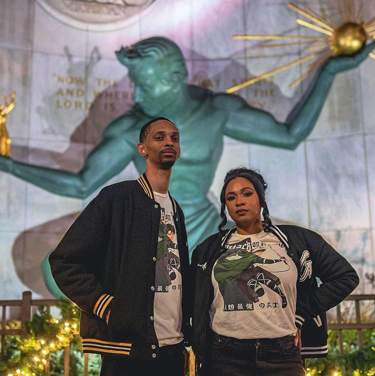 Matching Attack on Titan tees. An anime we both love and frequently discuss with one another.