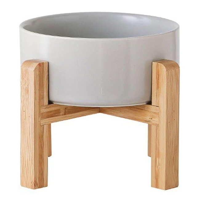 Petygooing Grey Elevated/Raised Ceramic Dog Bowl for Small Breeds, Dog Food Water Dish with Stand,Pet Feeding Bowl with Anti Slip Rubber for Cats and Small Dogs Puppy 13.5 OZ (5.1In / 1.7 Cups)