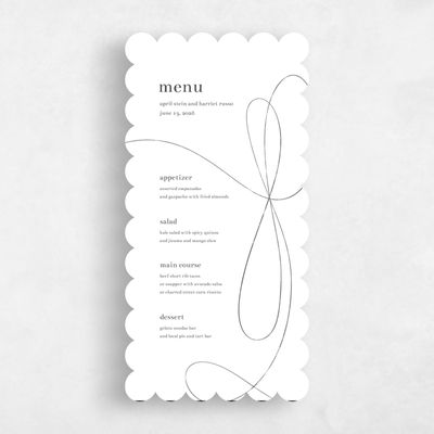 White Scalloped Wedding Menu - Powell