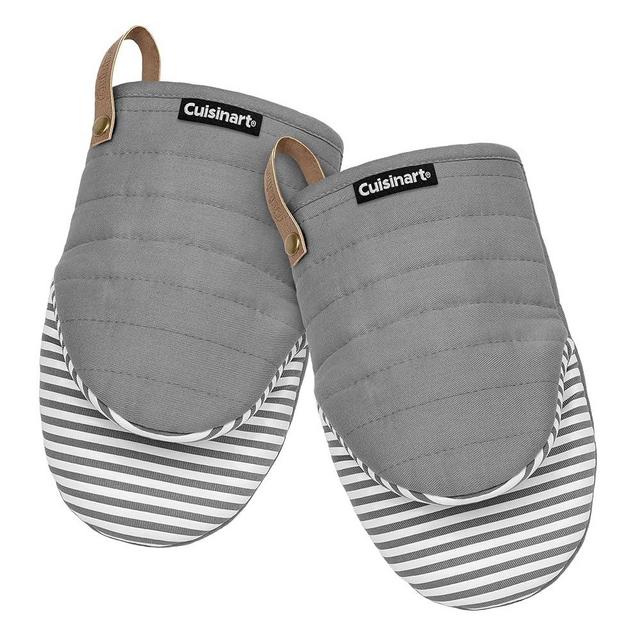 Cuisinart Mini Oven Mitts – 5.5” x 8” Heat-Resistant Kitchen Mitts for Oven with Non-Slip Printed Silicone, Cotton Filling, and Faux Leather Loop – Durable Oven Mitt Set for Cooking & Baking (Horizon)