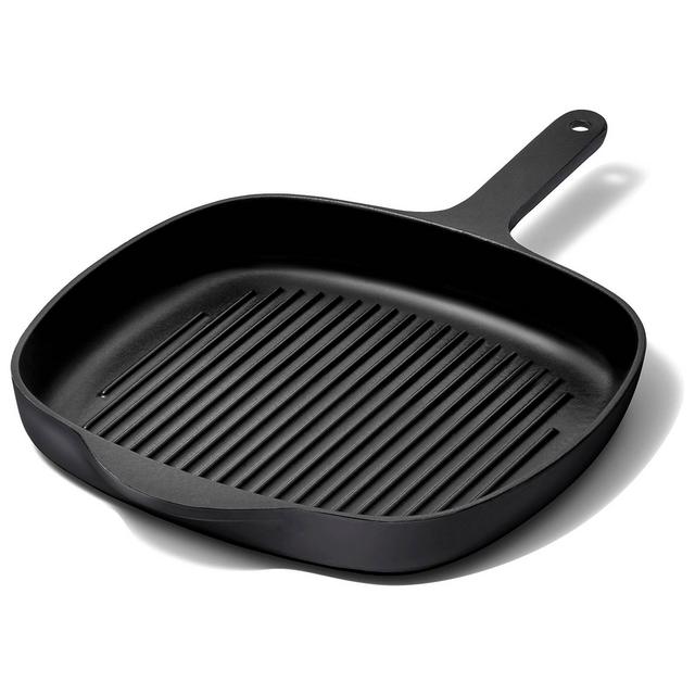 Caraway Home Enameled Cast Iron Grill Pan Charcoal: Lifetime Warranty, Hand Wash, Electric & Gas Compatible, 10.5"x16.5"