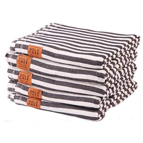 Gold Case Set of 5 XXL Smyrna Pestemal Turkish Bath Towel 100% Cotton Black