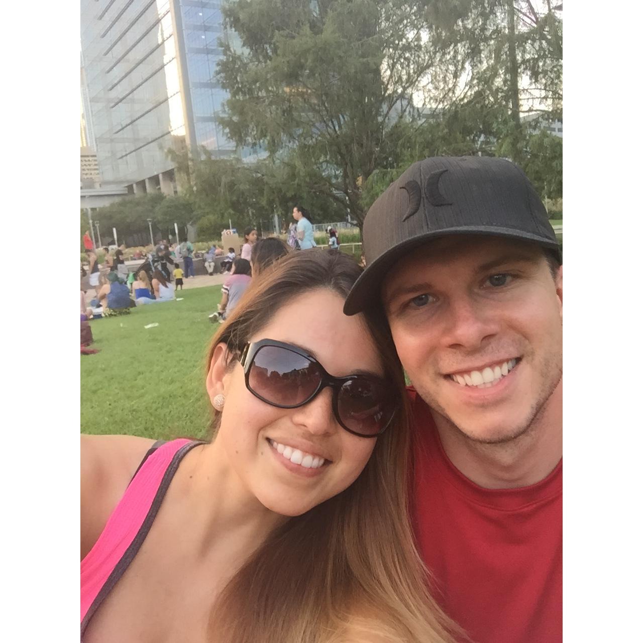 Hanging out at Discovery Green.