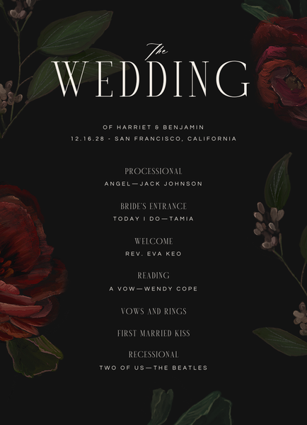 Malina | Black | Zola Wedding Programs