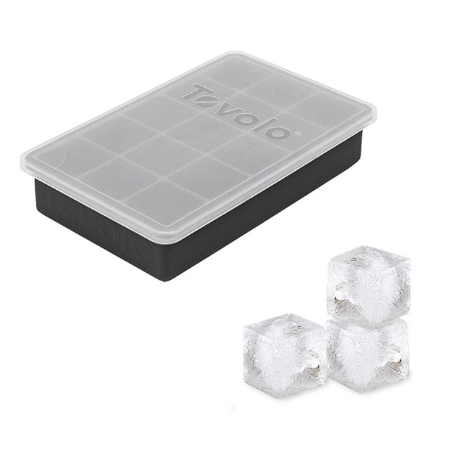 Tovolo Perfect Lid 1.25" Cocktails & Smoothies, BPA-Free Silicone, Dishwasher-Safe Ice Cube Tray, Set of 1, Charcoal