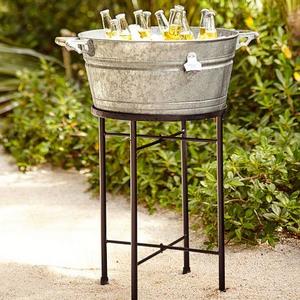 Galvanized Metal Large Party Bucket & Stand