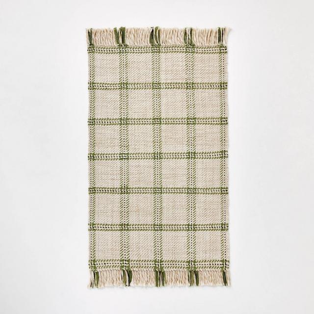 2'1"x3'2" Indoor/Outdoor Plaid Accent Rug Green - Threshold™ designed with Studio McGee