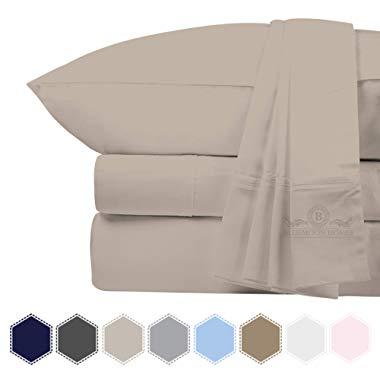 Bluemoon Homes Luxurious 1000 Thread Count Italian Finish 100% Egyptian Cotton 4-Piece Bed Sheet Set, Fits Mattress Up to 18 inches Deep Pocket, Solid Pattern (Color - Ivory, Size - California King).