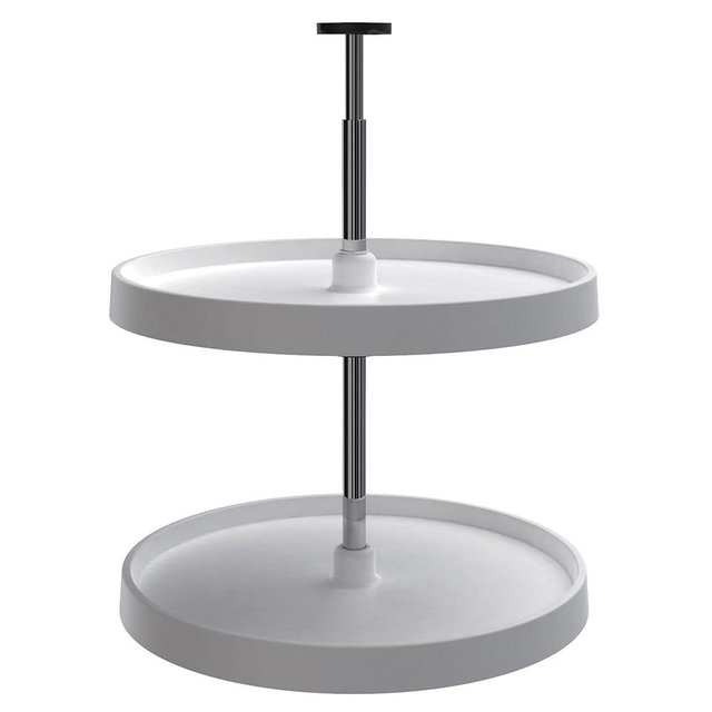 Rev-A-Shelf 2 Tier Full-Circle Lazy Susan for Corner Wall Cabinets Plastic 20" Double Shelf Swivel Kitchen Spice/Can Organizer, White, 3072-20-11-52