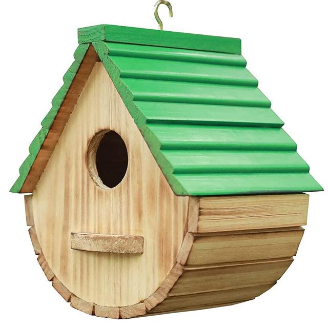 STARSWR Bird House,Outdoor Birdhouse, Natural Wooden Bird Houses for Outside Clearance Bluebird Finch Cardinals Hanging Bird Box Garden Viewing