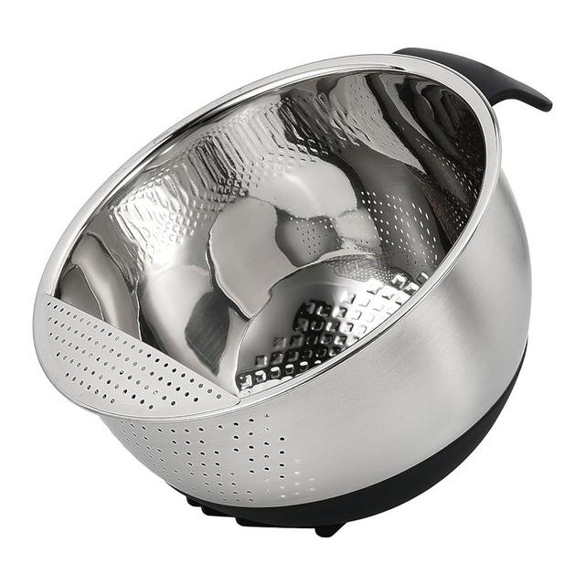 Rice Washing Bowl with Strainer Quinoa Washer Bowl, Stainless Steel Side Drainers Colander for Cleaning Fruits, Vegetables, and Beans - Versatile Kitchen Tool