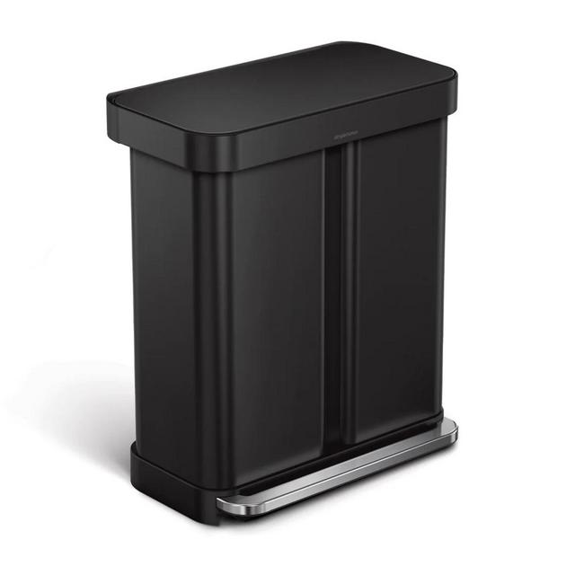 58L dual compartment rectangular step can with liner pocket (Black)
