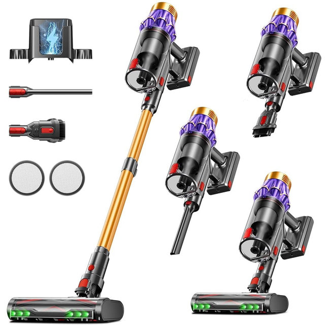 Cordless Vacuum Cleaner, 650W/55KPA/70 Mins Vacuum Cleaners for Home with Self-Standing, Anti-Tangle Vacuum Cordless, Smart Display and 1.8L Cup Cordless Stick Vacuum Cleaner for Pet Hair/Carpets
