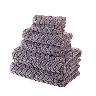 Bagno Milano Jacquard-Woven Towels – Ultra-Absorbent & Fast-Drying Spa Towels – Non-GMO Turkish Cotton Towels – Durable & Plush Luxury Towels – Eco-Friendly Towels – Soft Spa Towel Bundle- Grey 6 Pcs