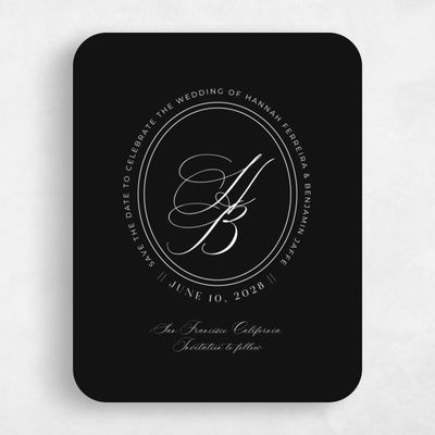Black Rounded Wedding Save the Date - St Anne Portrait