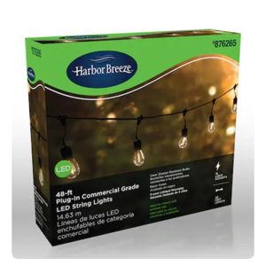 Harbor Breeze 48-ft Plug-in Black Outdoor String Light with 18 White -Light LED Edison Bulbs