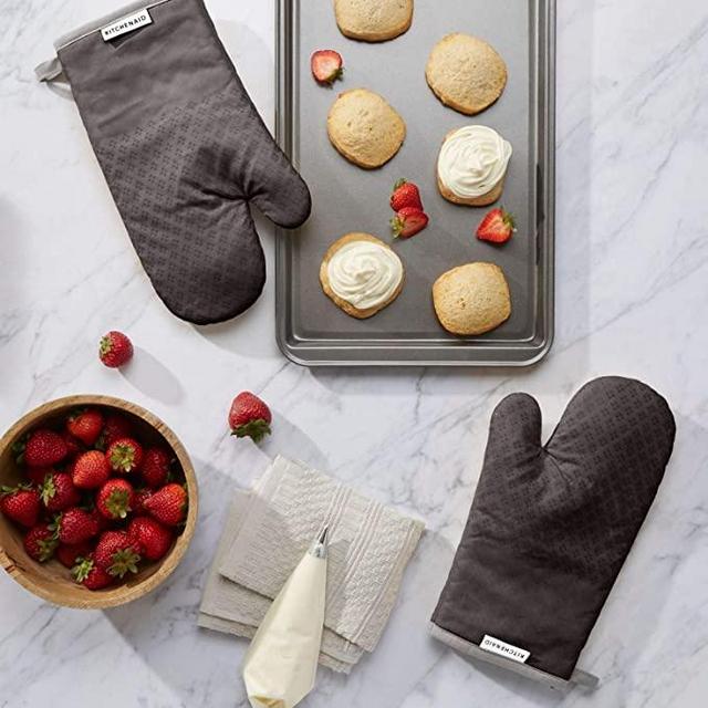 Amazon Prime includes:KitchenAid Asteroid Cotton Oven Mitts with Silicone Grip, Set of 2, Charcoal Grey