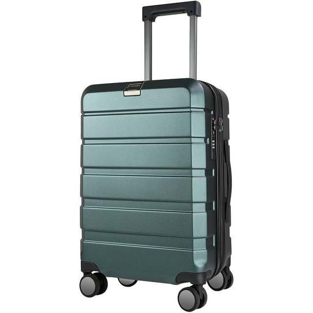 KROSER Hardside Expandable Carry On Luggage with Spinner Wheels & Built-in TSA Lock, Durable Suitcase Rolling Luggage with USB Port, Carry-On 20-Inch, Dark Green