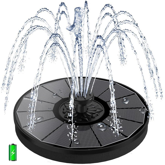 Yzert Solar Fountain with 2000 mAh Battery Backup Works in Cloudy, Glass Solar Powered Bird Bath Fountains with 7 Nozzles, 3.5 W Solar Fountain Pump for Birdbath,Garden, Outdoor, Pond (Black)