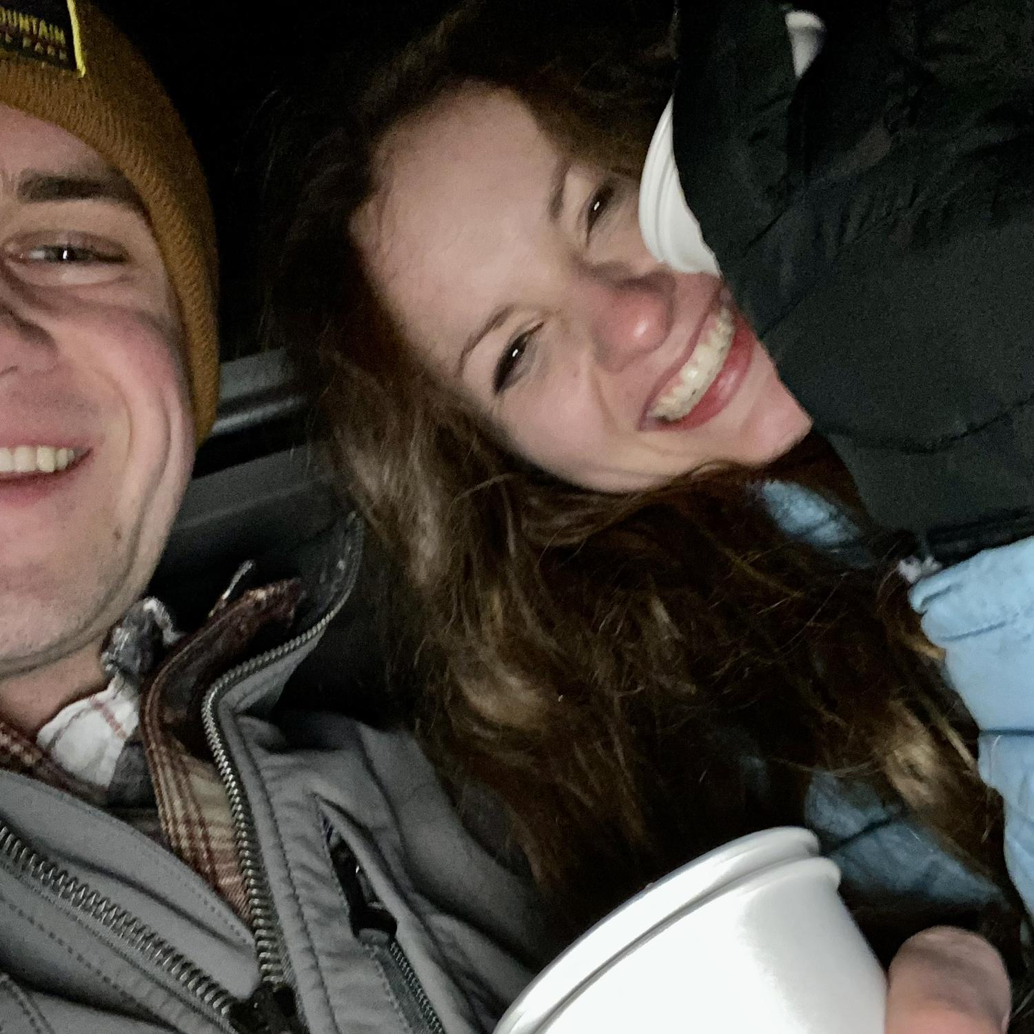 First Date! We went night sledding and had apple cider(: