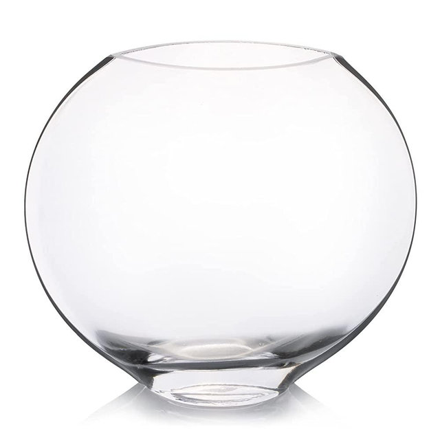 Enova Floral Unique Moon Bowl Glass Flowers Vases, H 6.50" W 3.5" L7.0 Clear Floral Container with Oval Eye Shape Opening for Desktop Decor (1 Piece)