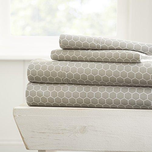 Linen Market 3 Piece Sheet Set Patterned, Twin, Honeycomb Gray