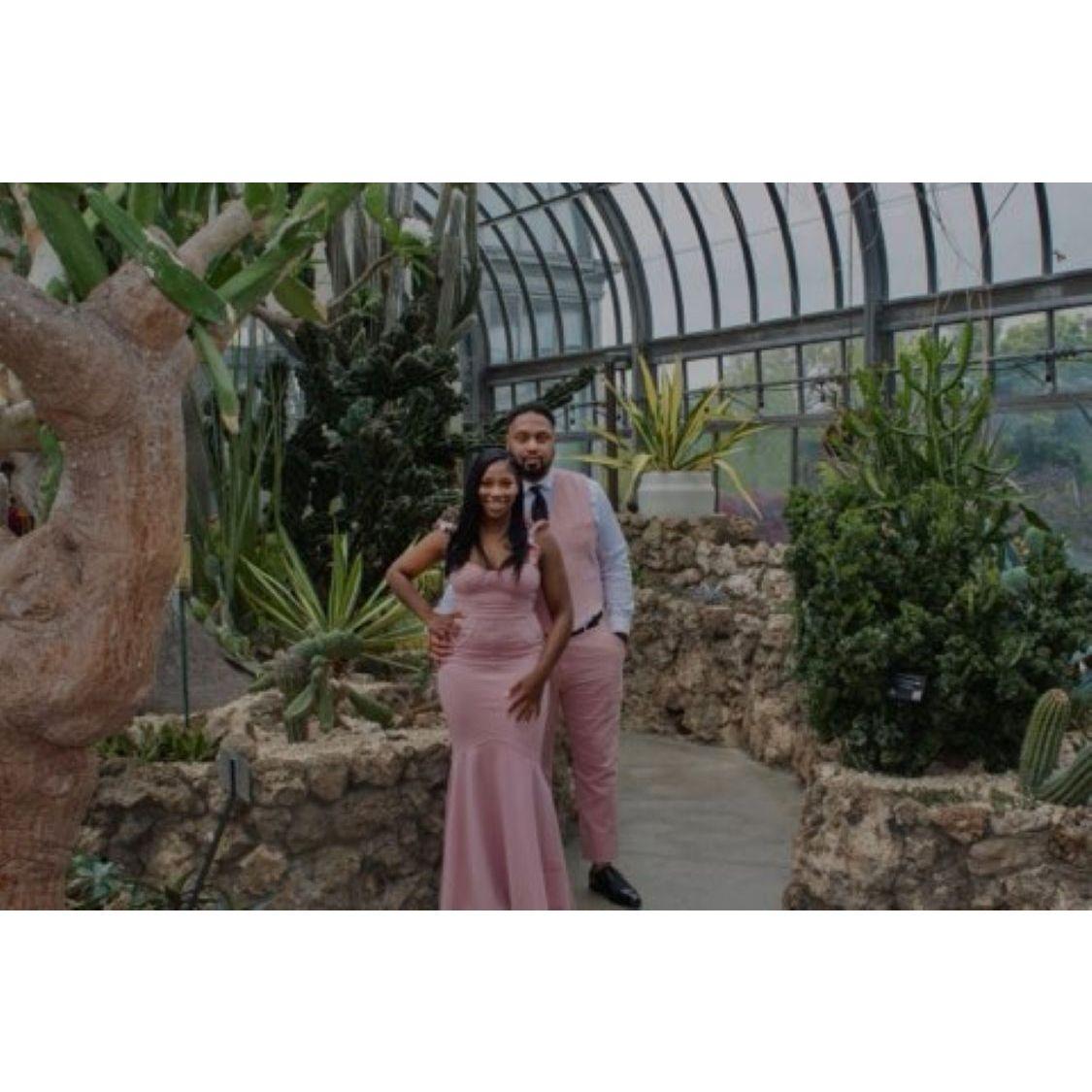 Kam and Angel, engagement photo, Belle Isle Conservatory.