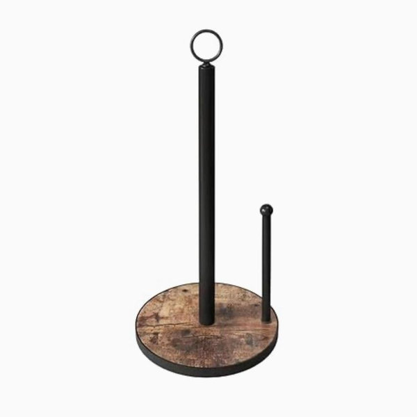 OROPY Paper Towel Holder Countertop with Heavy Duty Wood Base, Farmhouse Paper Towel Roll Stand for Kitchen Counter fits Standard and Jumbo Size Paper Towels (Brown - Easy to Tear)