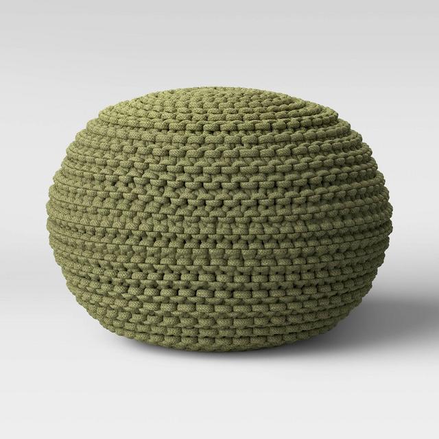 Cloverly Chunky Knit Pouf Green - Threshold™